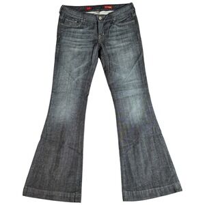 Express Jeans Womens 6 Flare Low Rise Dark Wash Denim Stretch Stella 31x32 Black